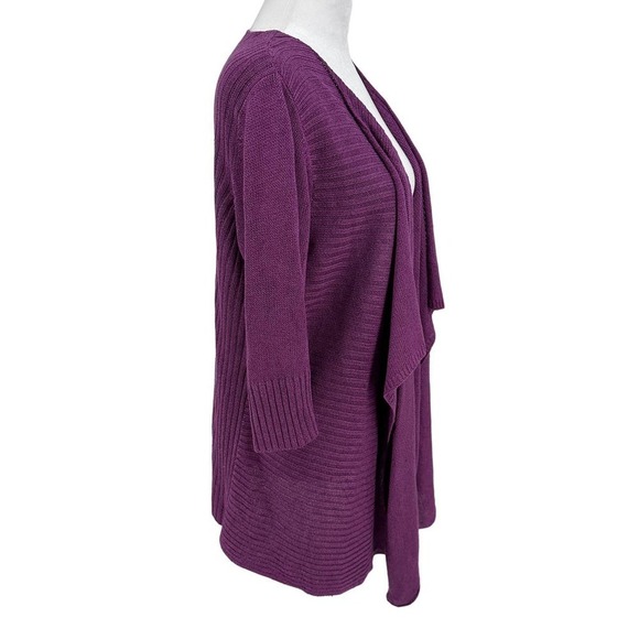 Eileen Fisher Cardigan Sweater Knit Open Draped Linen Purple Size Petite large - Picture 5 of 13